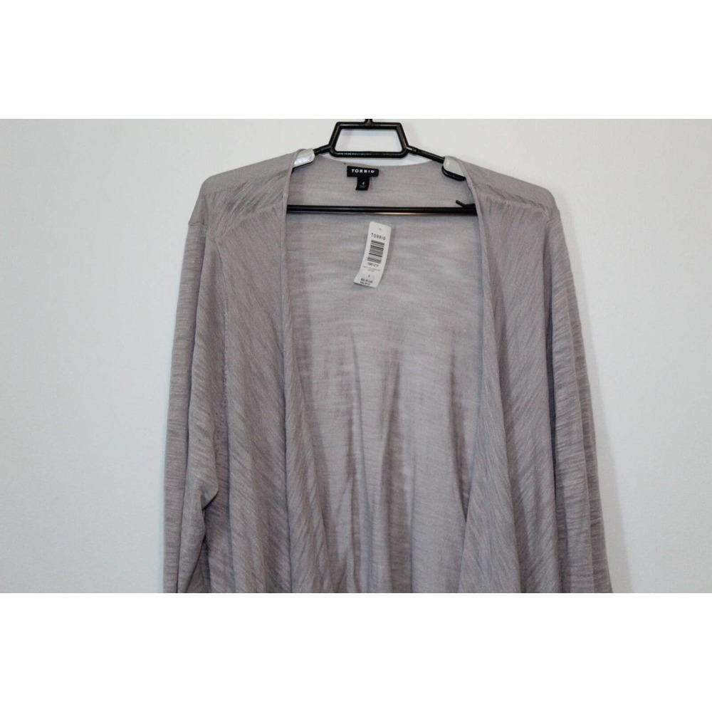 NWT Torrid Slub Cardigan Drape Front Lightweight Gray Women's Size 4 4X H14717 - Picture 3 of 11